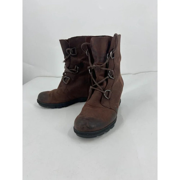 Sorel Women's Joan Of Arctic Wedge Cattail Red NL3018 908 Lace Wedge Boot SZ 10 - Picture 3 of 11